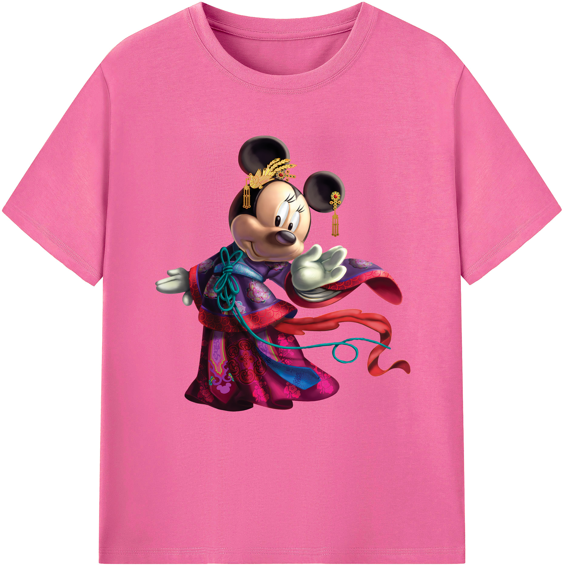（画像用） ミッキーマウス Mickey Mouse レディースカジュアルプリントTシャツ（綿100％）